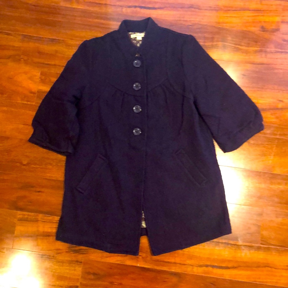 Short puff sleeves Royal purple Peacoat with floral lining